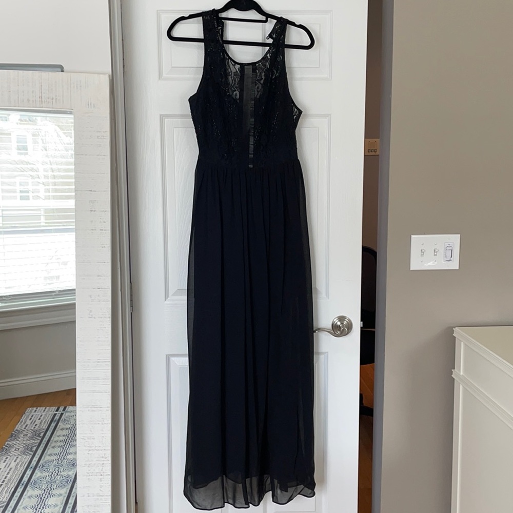 Black formal lace gown